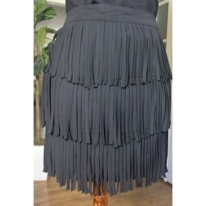 GUESS Los Angeles Black Tiered Fringe Mini Skirt XS Layered Party Clubwear